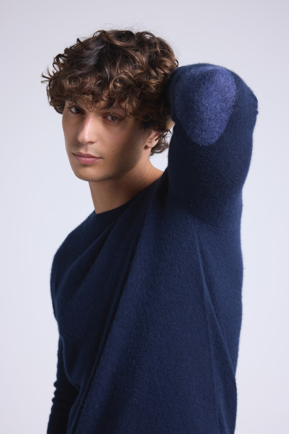 Jersey de cuello redondo con coderas Paxton - Azul marino y parche denim - Hombre