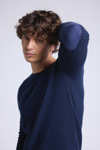 Jersey de cuello redondo con coderas Paxton - Azul marino y parche denim - Hombre