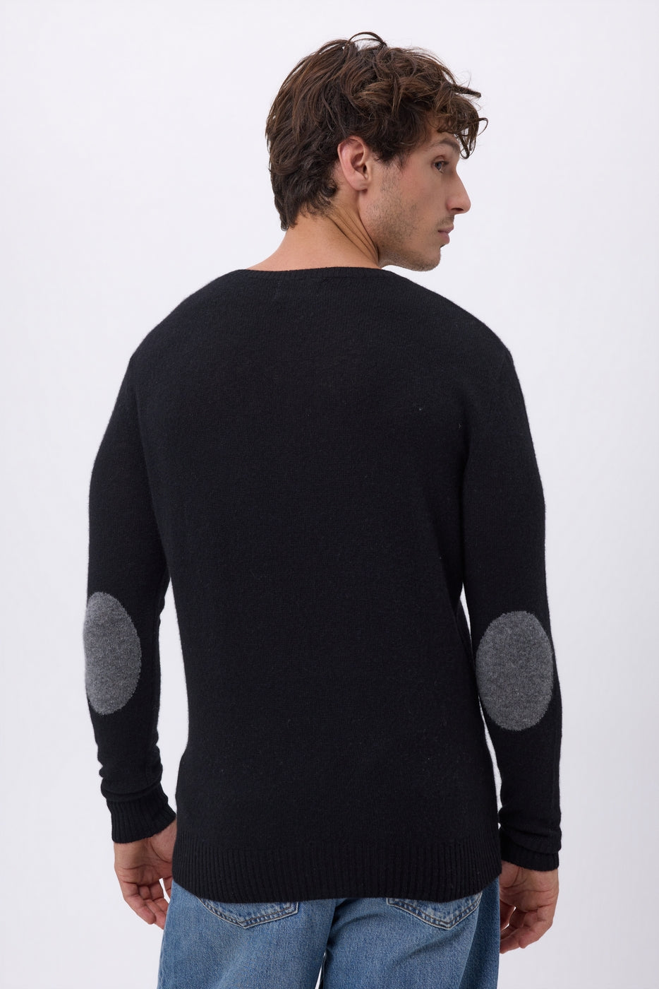 Jersey de cuello redondo con coderas Paxton - Negro parche gris oscuro - Hombre