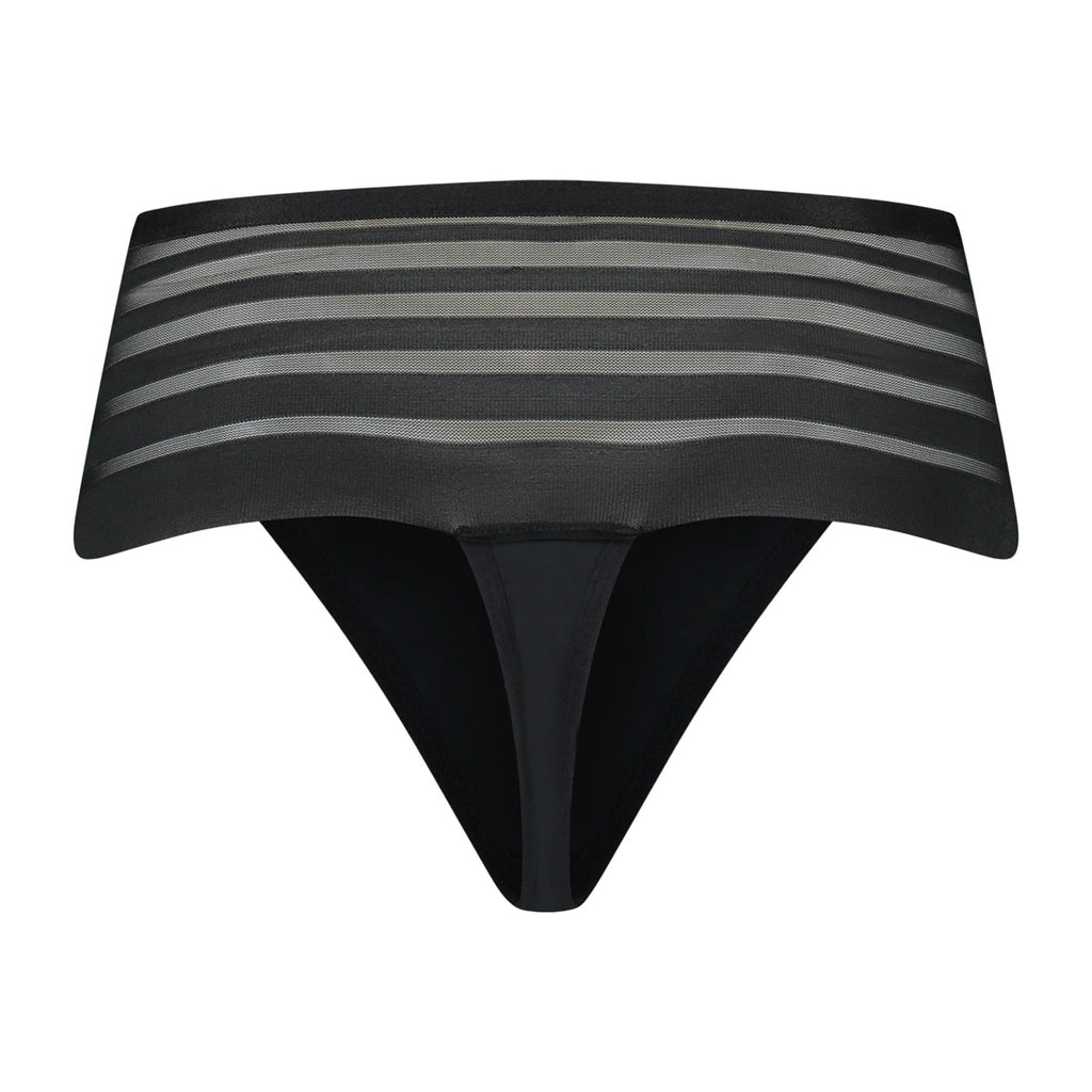 Boxerstring Menstruel En Dentelle Flux Moyen - Noir