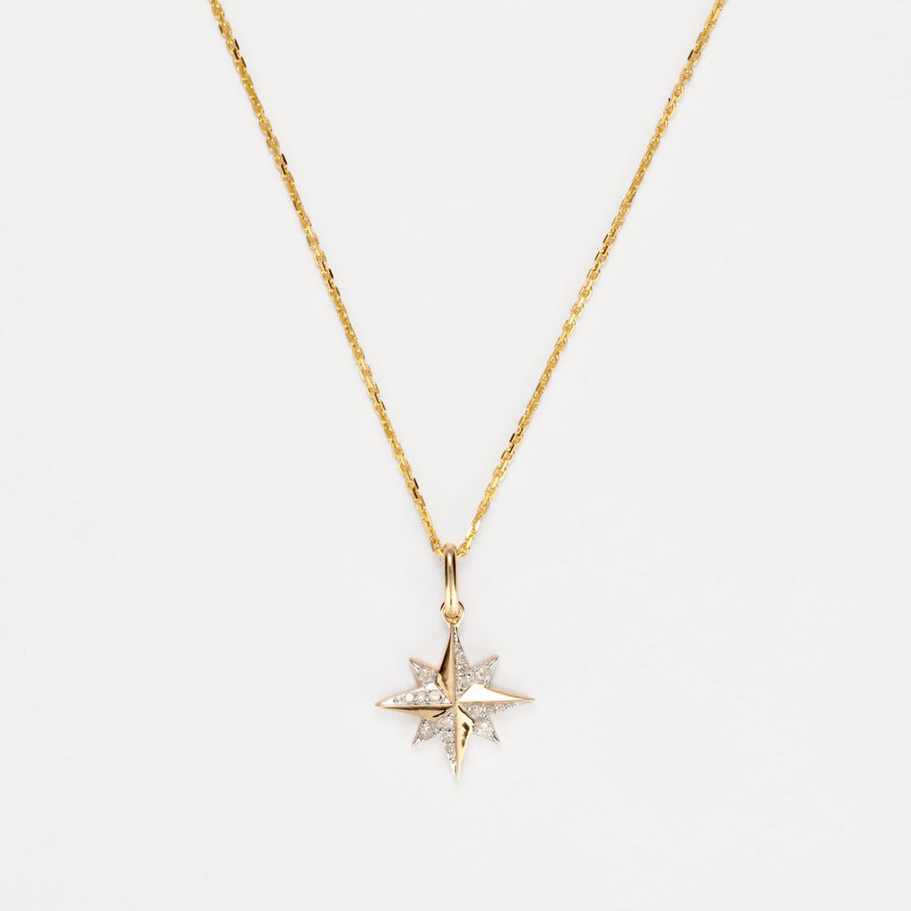 Colgante de Diamantes "Stellina" 0.072/16 - Oro Amarillo y Blanco 375/1000