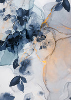 Marble&Flowers Panoramic Wallpaper - Multicolor