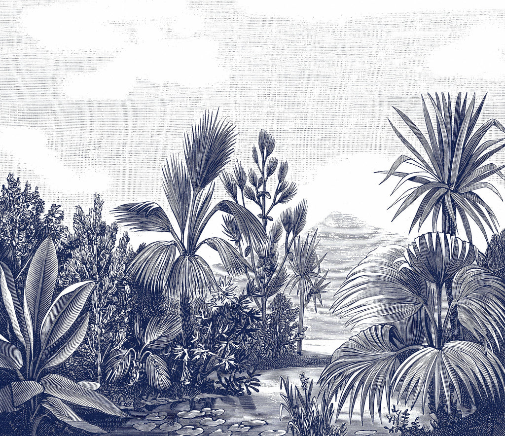 Panoramic Wallpaper - Provence - Navy