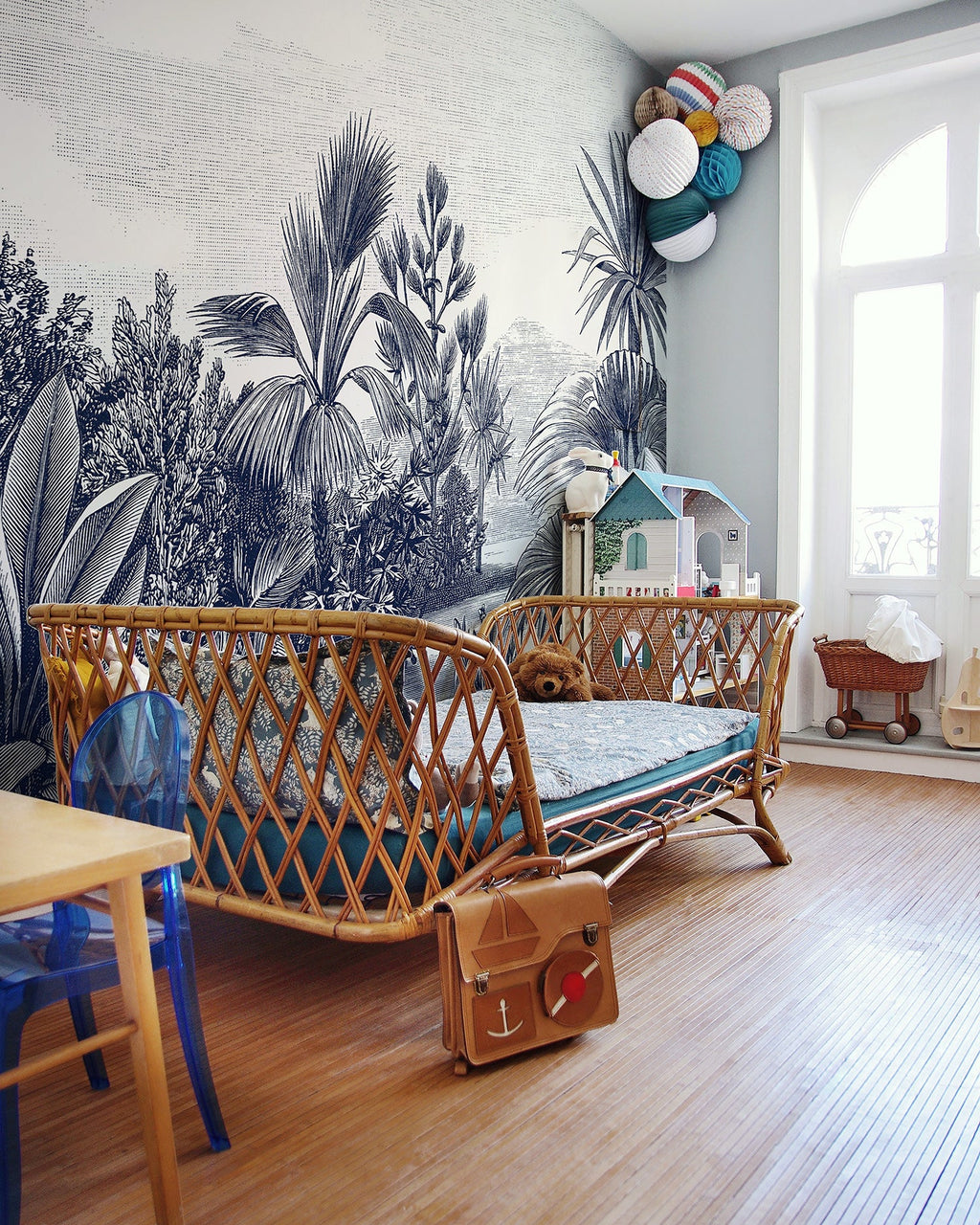 Panoramic Wallpaper - Provence - Navy