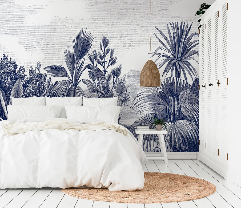 Panoramic Wallpaper - Provence - Navy