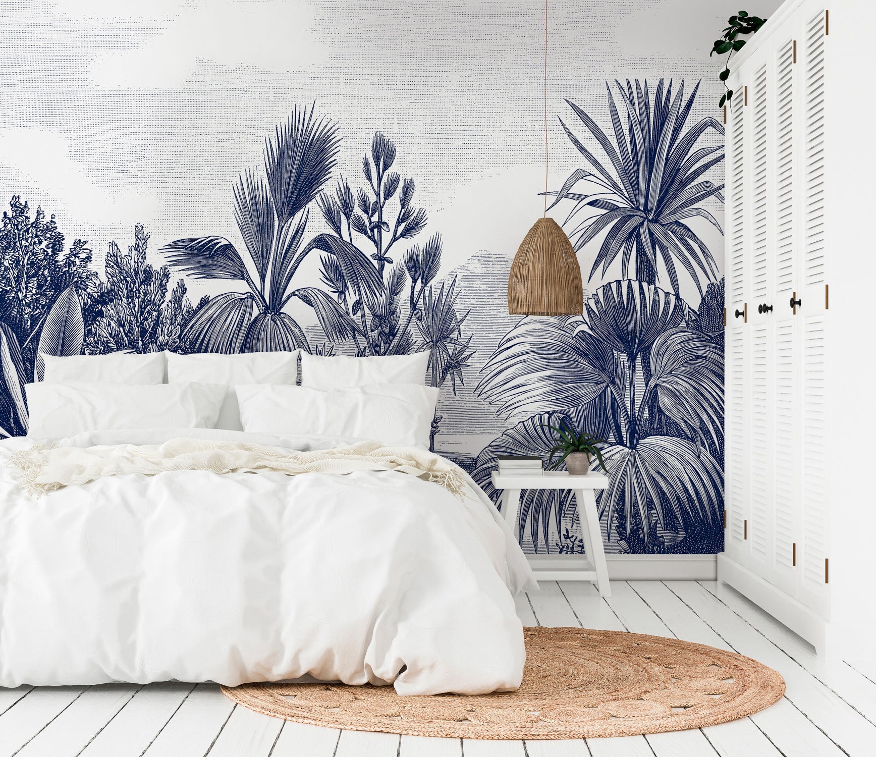 Panoramic Wallpaper - Provence - Navy