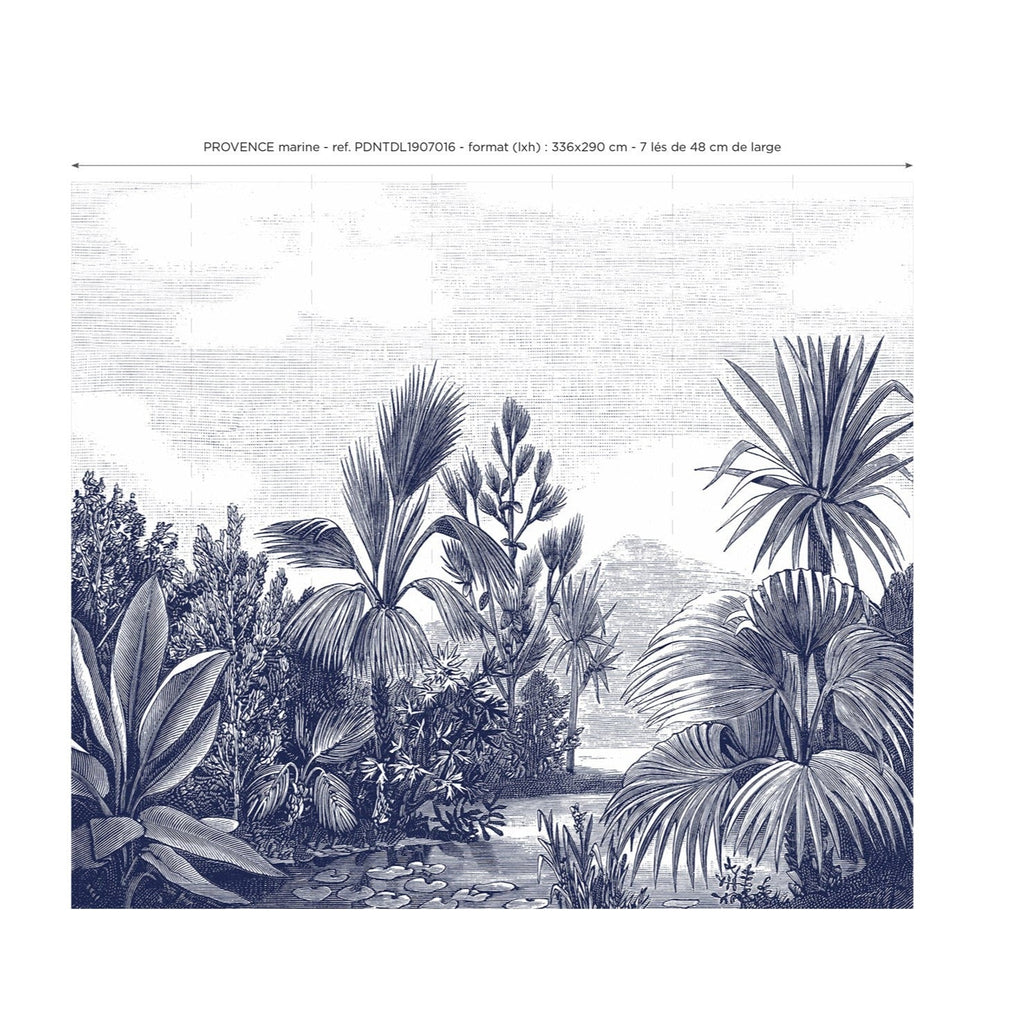 Panoramic Wallpaper - Provence - Navy