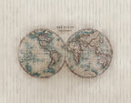 Lé Papiers De Ninon – Hémisphère Panoramic Wallpaper - Multicoloured, vintage world map on a light wood background