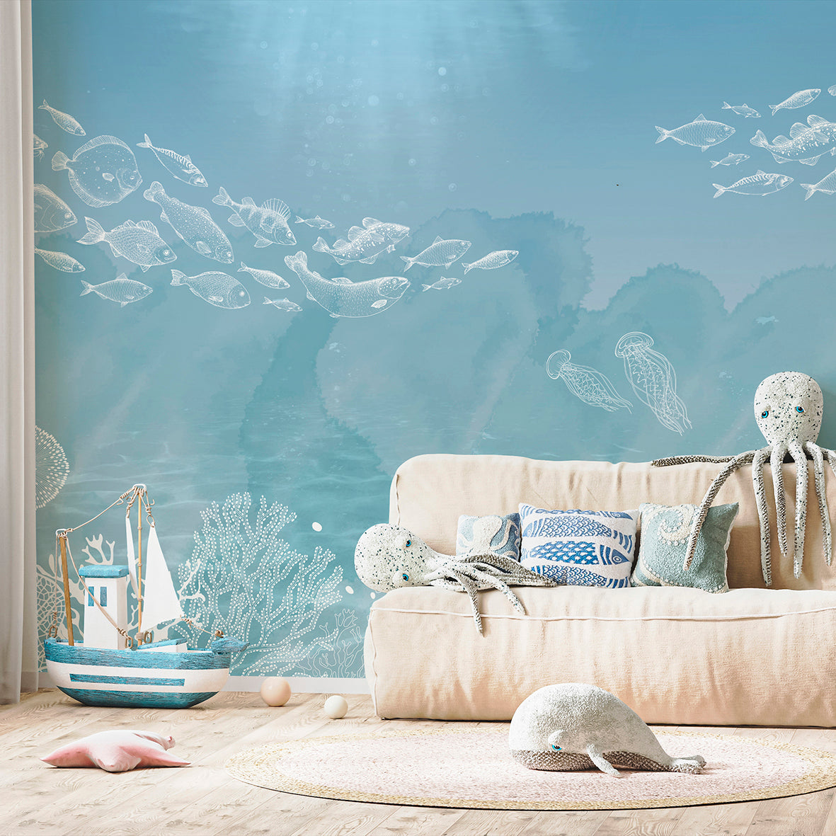 Panoramic Wallpaper The Big Blue - Blue