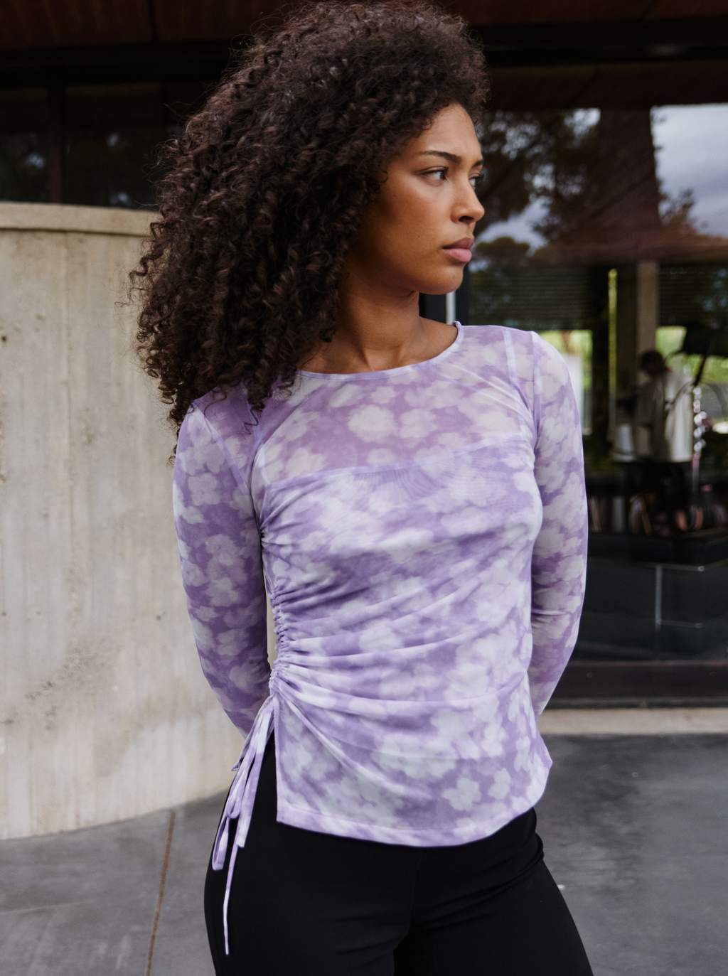 Top de malla lila