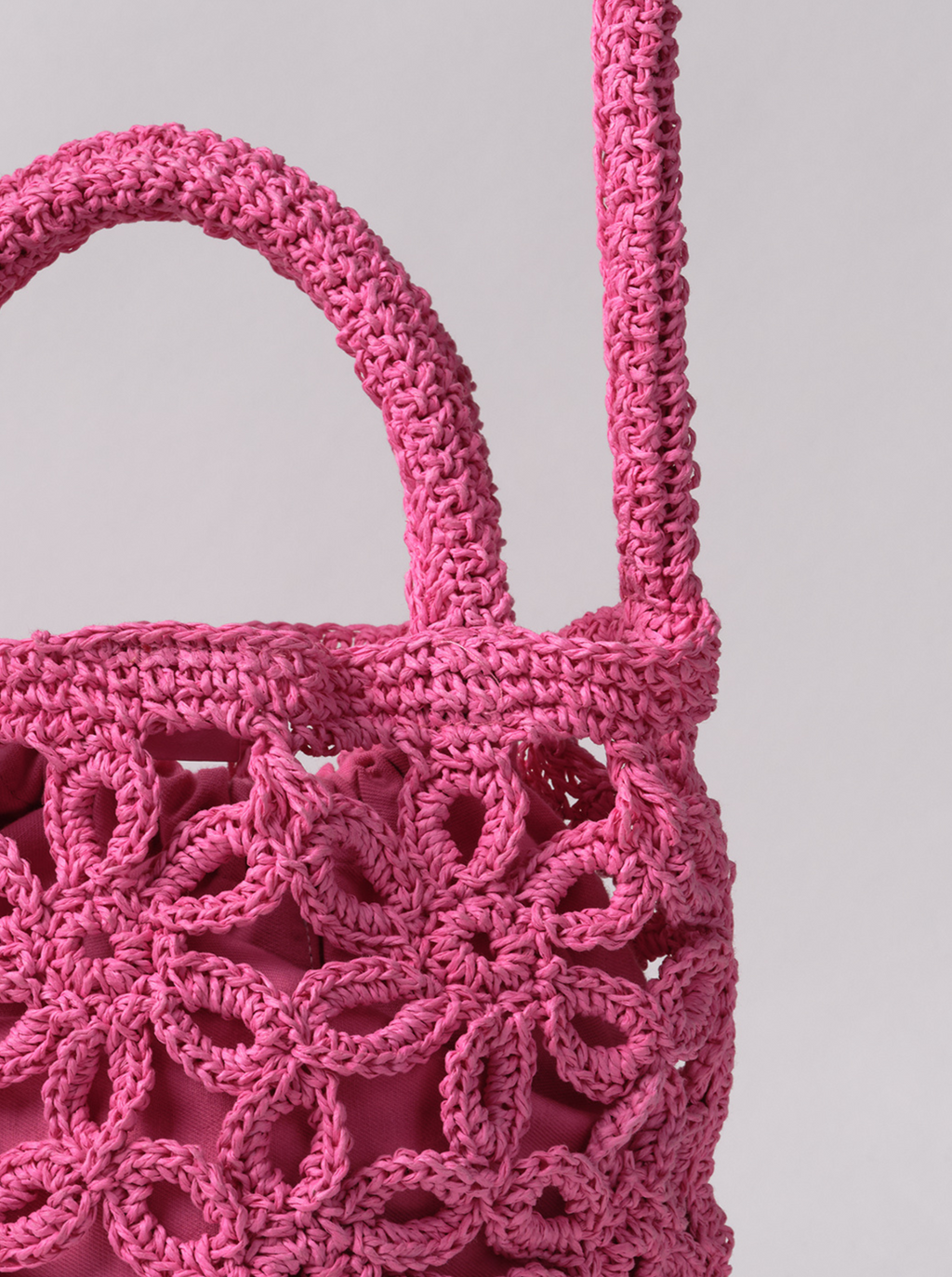 Bolso Flor Rafia Rosa