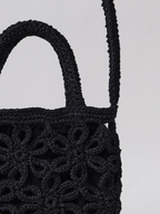 Bolso Flor Rafia Negro