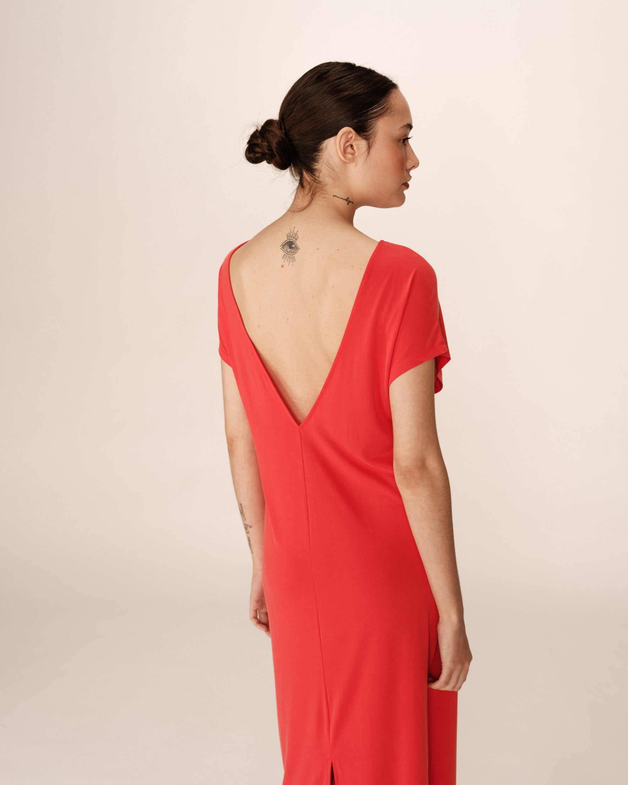 Robe Mi-Longue Peace - Rouge