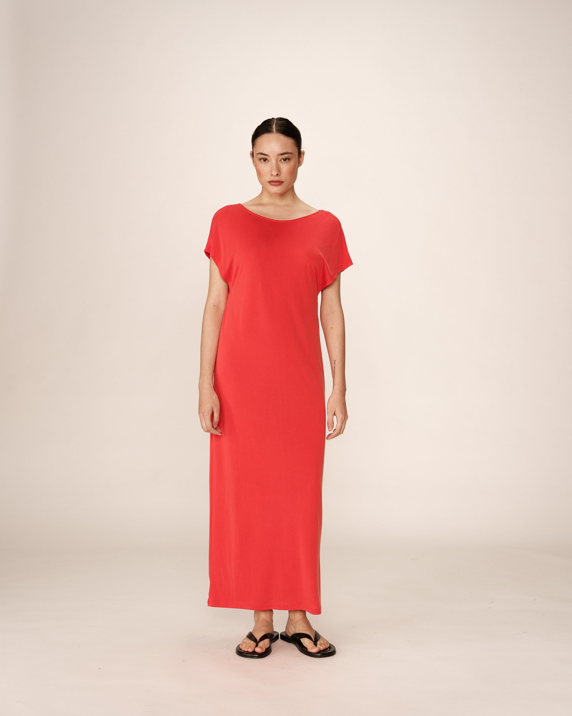 Robe Mi-Longue Peace - Rouge