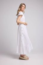 Long Dress Short Sleeves - White