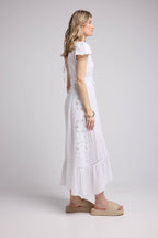 Long Dress Short Sleeves - White