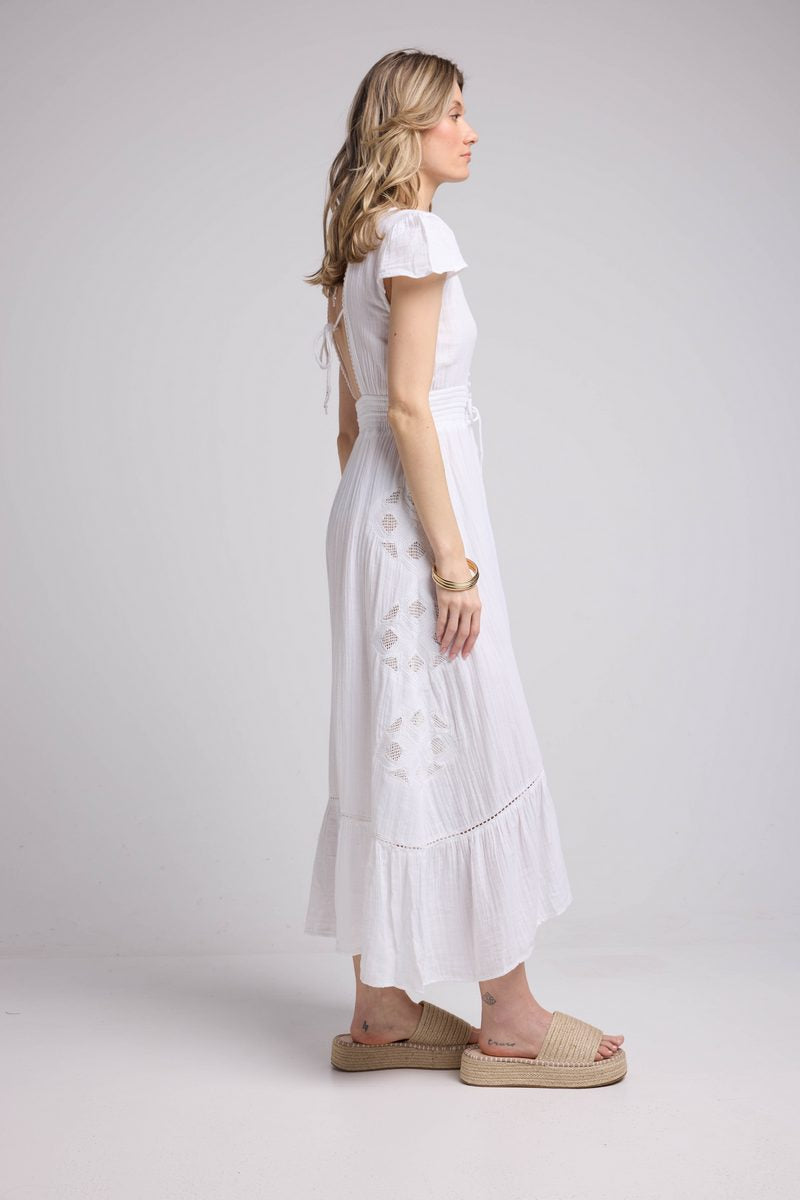 Long Dress Short Sleeves - White