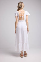 Long Dress Short Sleeves - White
