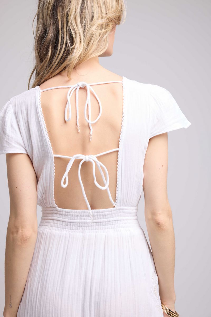 Long Dress Short Sleeves - White