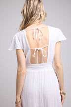 Long Dress Short Sleeves - White