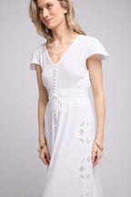 Long Dress Short Sleeves - White