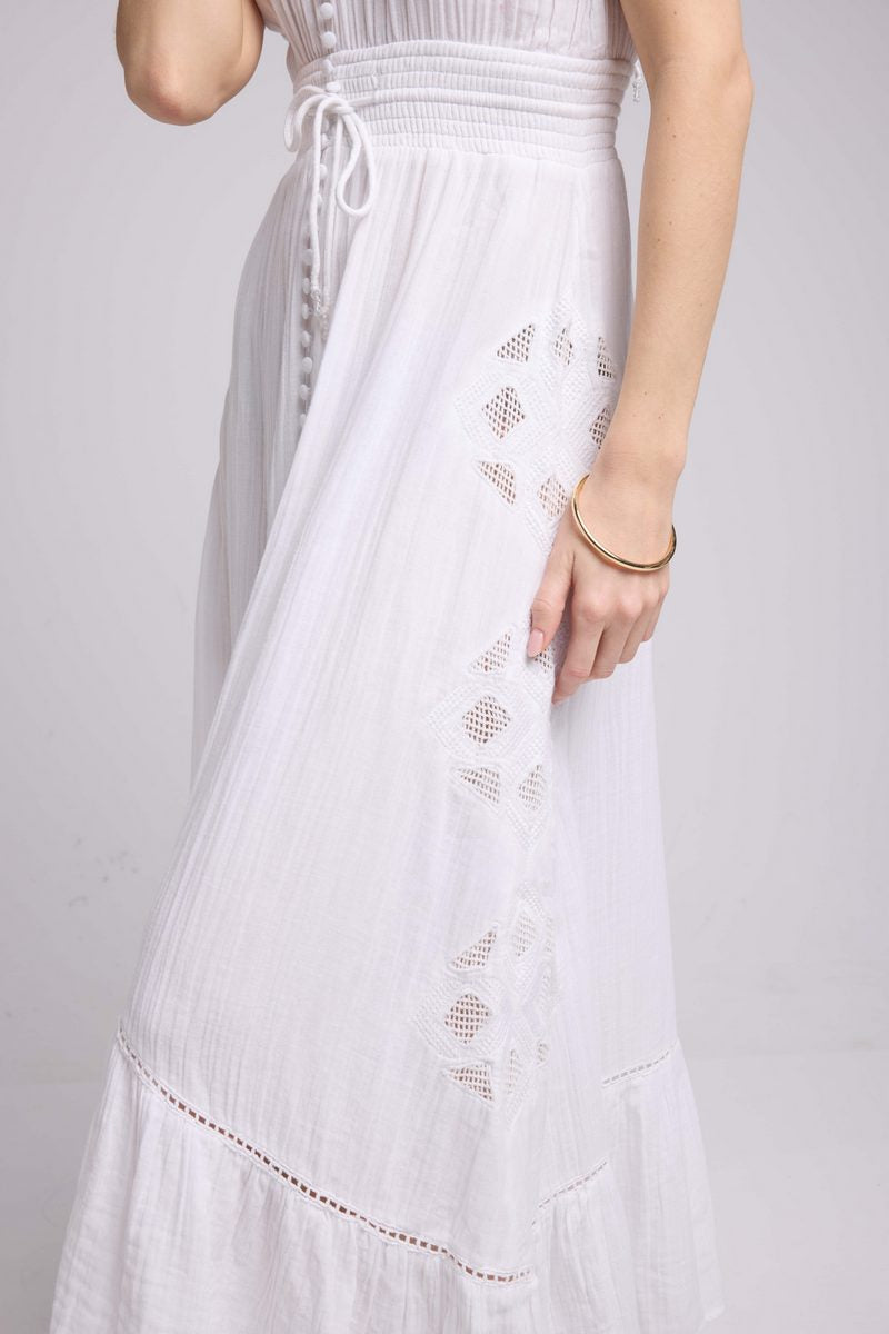 Long Dress Short Sleeves - White