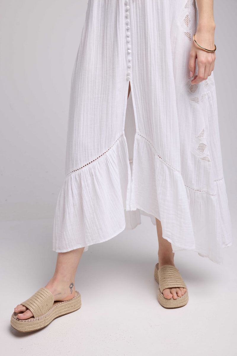 Long Dress Short Sleeves - White