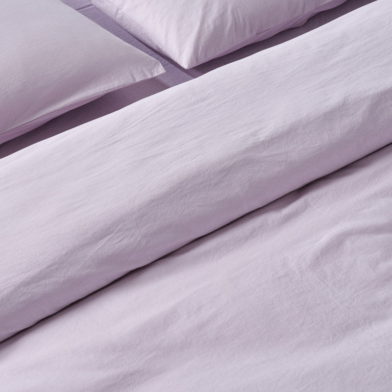 Duvet Cover - In 300 Thread Count Washed Cotton Percale - Lilac