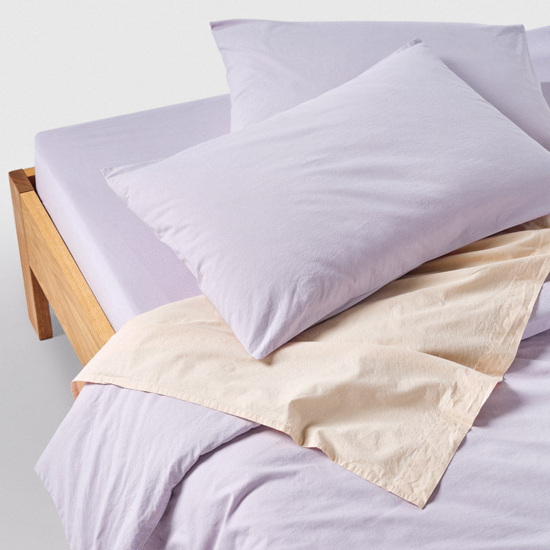Fitted Sheet - In 300 Thread Count Washed Cotton Percale - Lilac