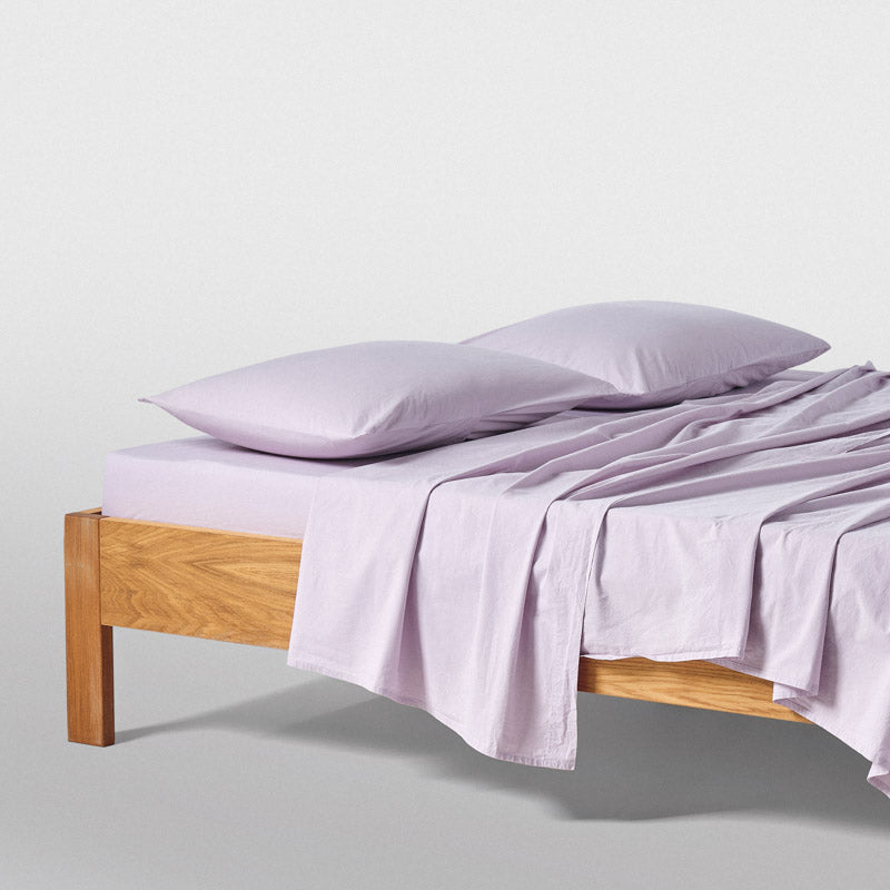 Flat Sheet - In 300 Thread Count Washed Cotton Percale - Lilac