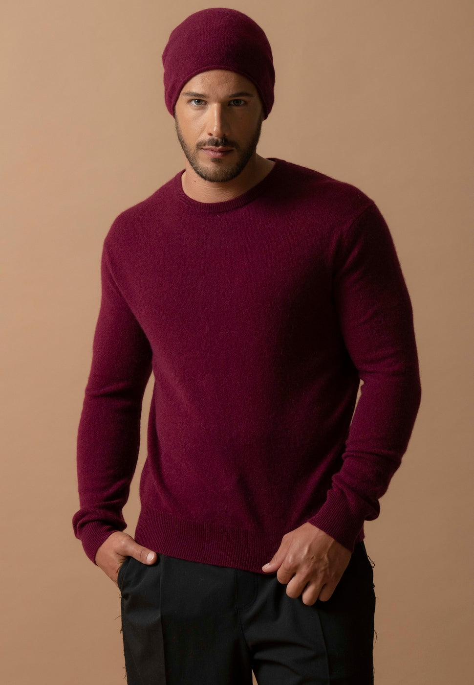 Pull Col Rond - Blake - Bordeaux