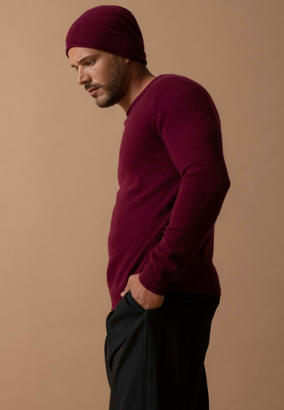 Pull Col Rond - Blake - Bordeaux