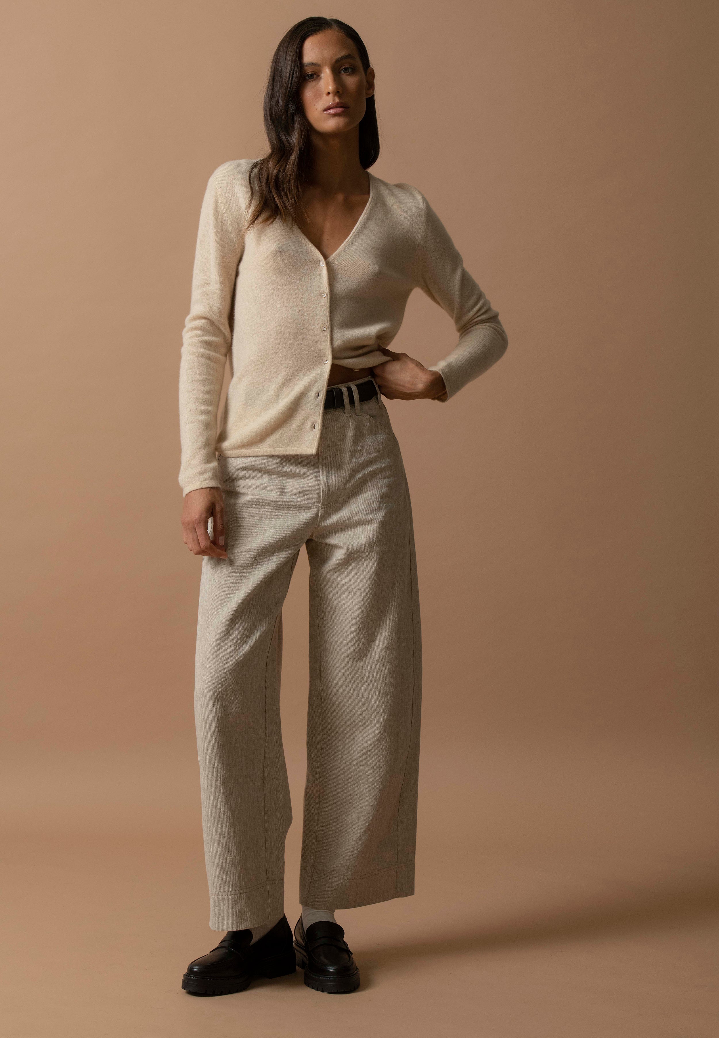 Cardigan Col V - Paige - Sable