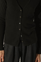 Cardigan Col V - Paige - Noir