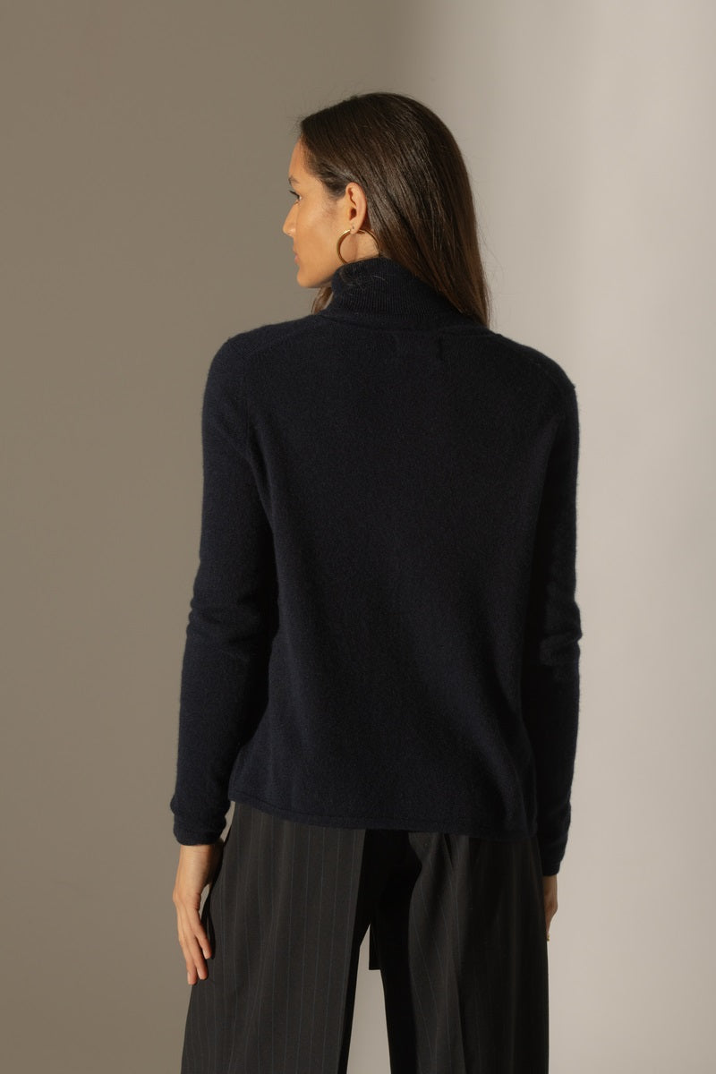 Paige V-Neck Cardigan - 100% 2-Ply Cashmere - Navy - Women