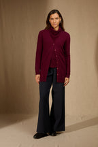 Cardigan Col V Pearl - Bordeaux