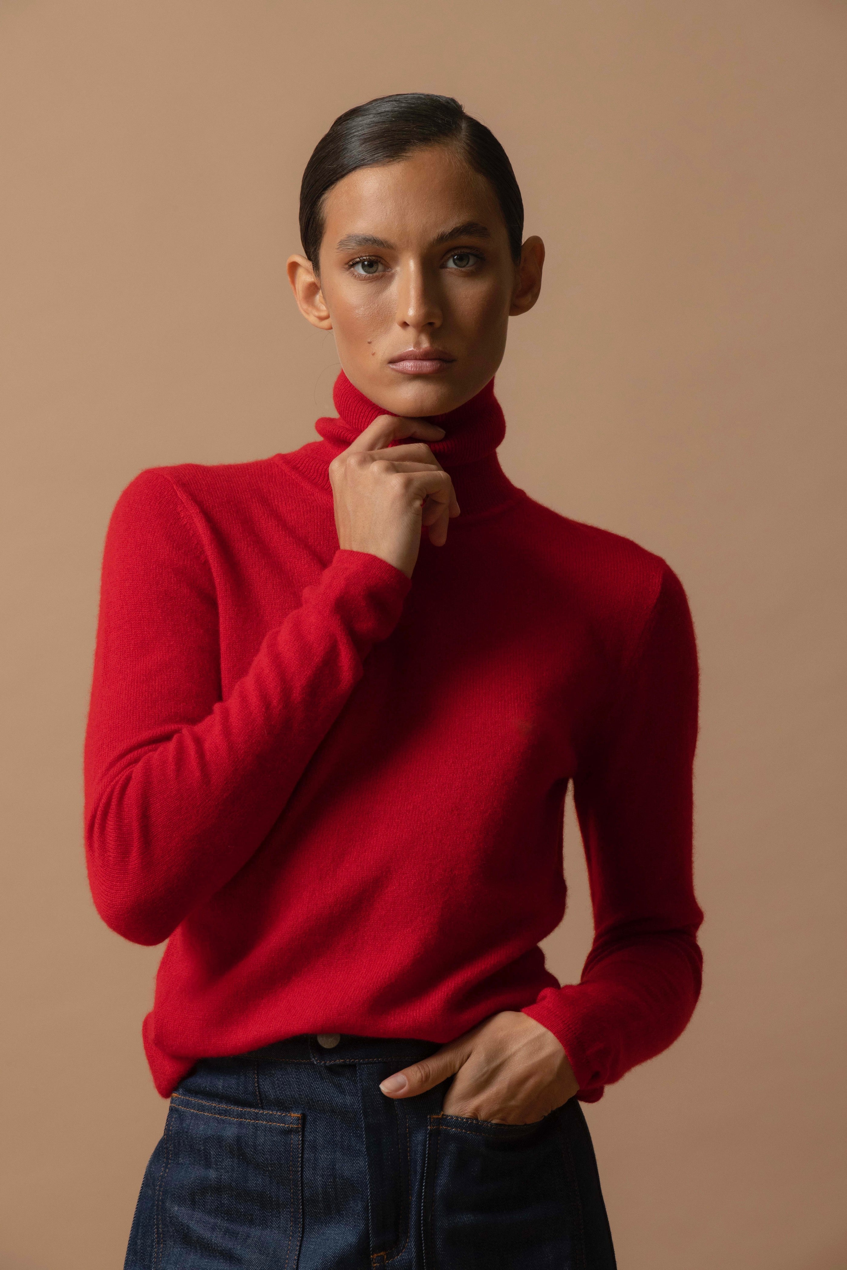 Pull Col Roulé - Ashley - Rouge