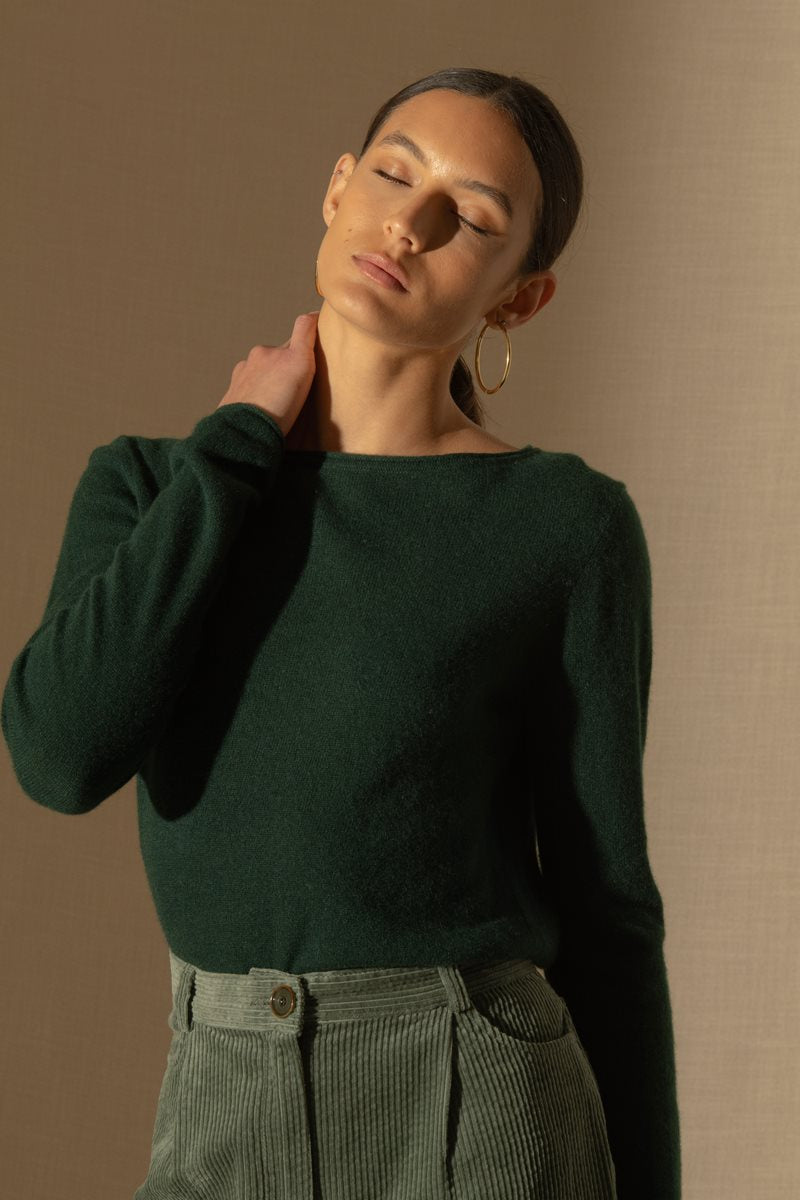 Boat Neck Sweater - Megan - Cypress