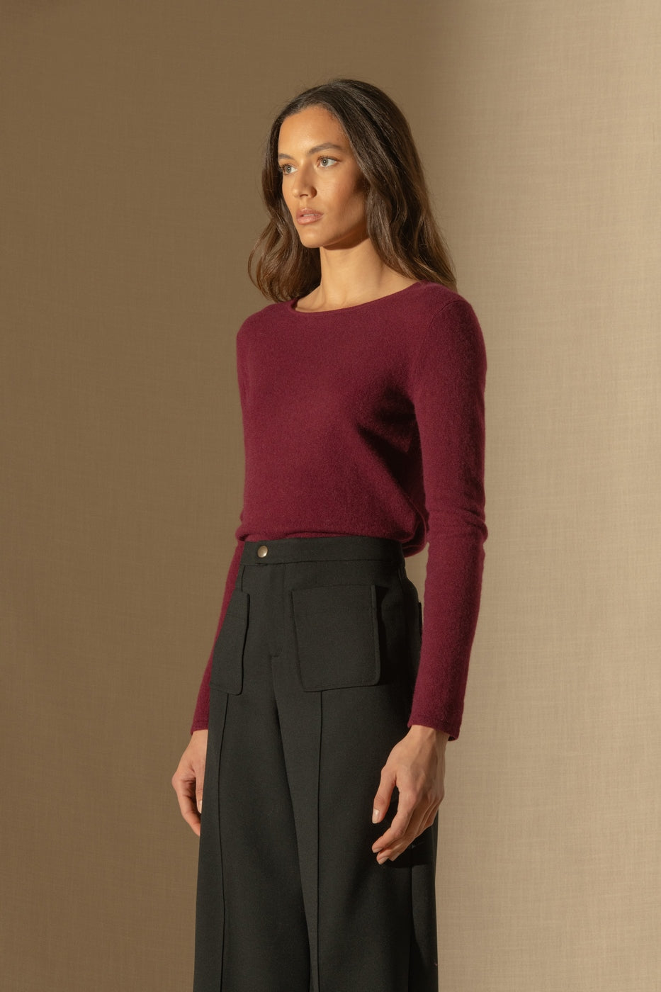 Pull Col Rond Oprah - Bordeaux