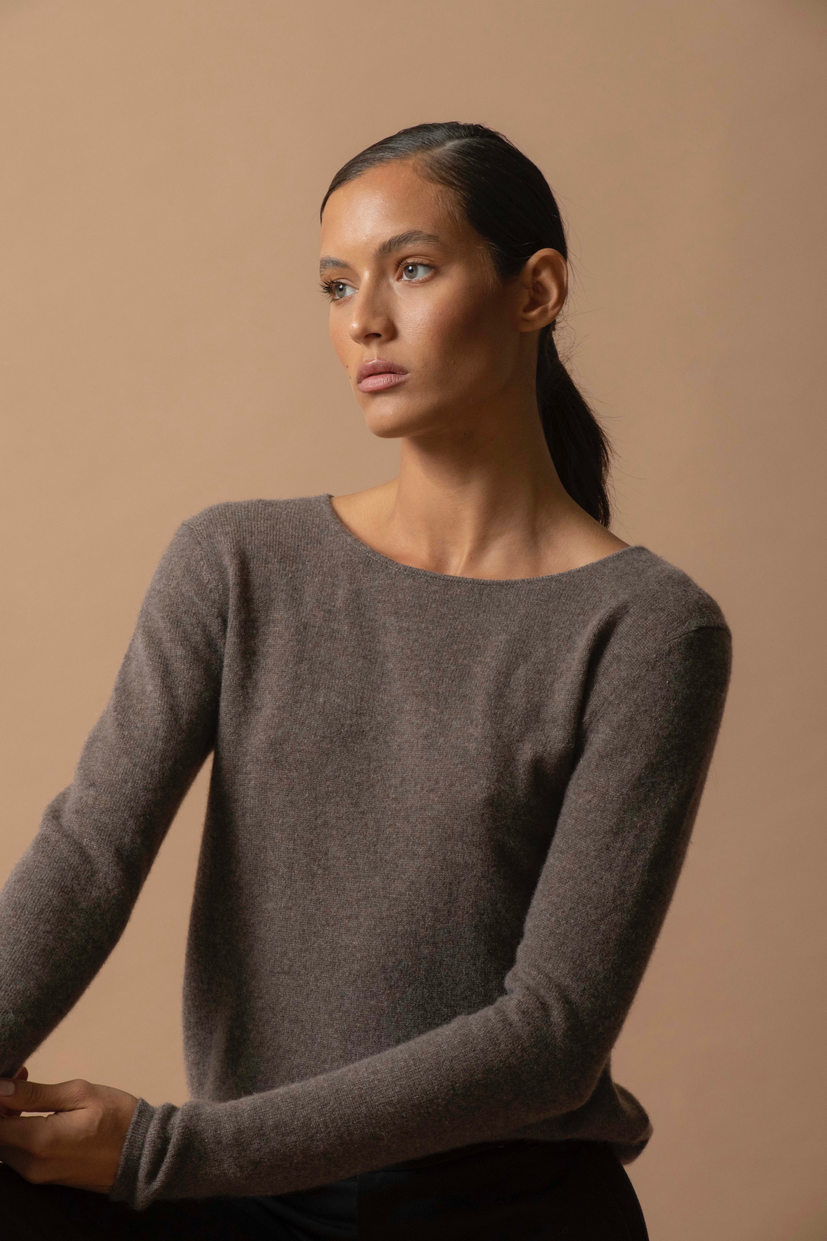 Pull Col Rond - Oprah - Taupe Chiné
