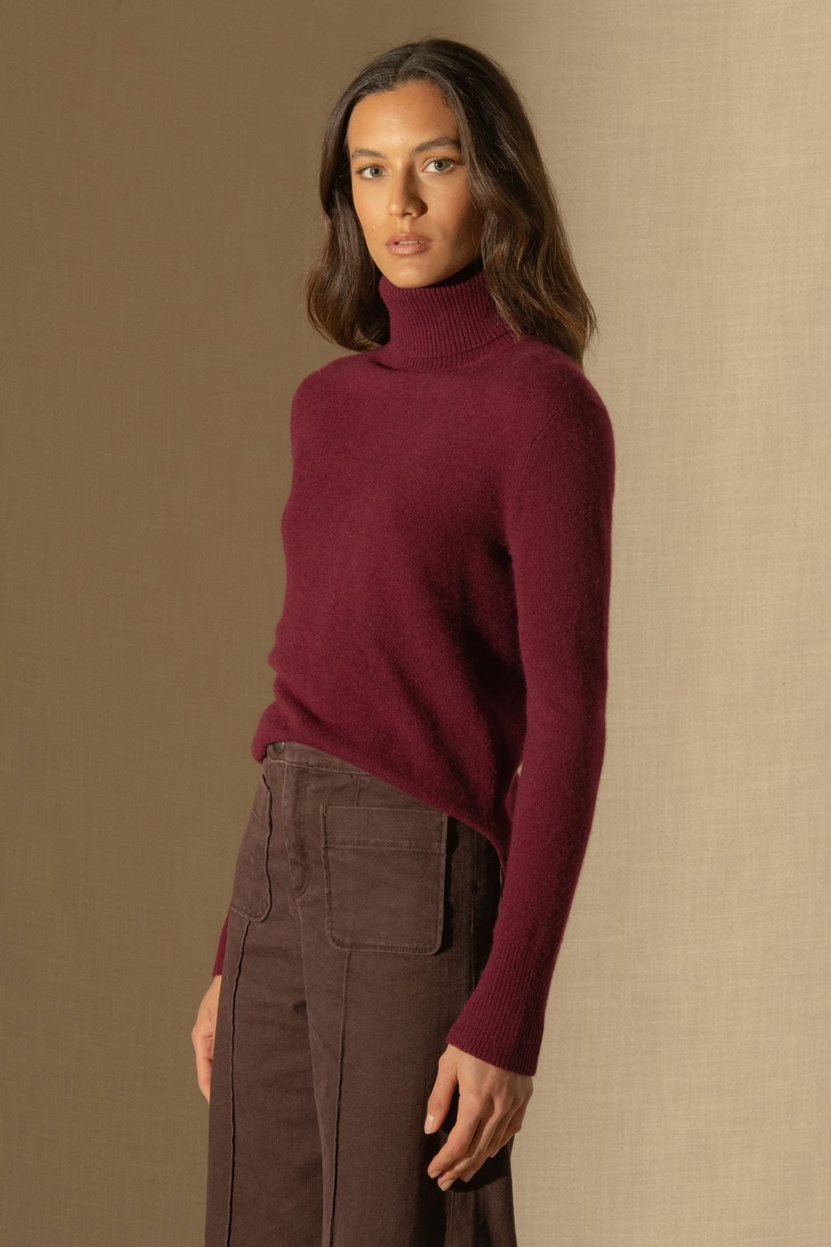 Sweter z golfem Tracy - Bordowy