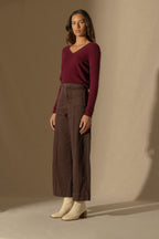Pull Col Rond Boutonné Dos Vanessa - Bordeaux