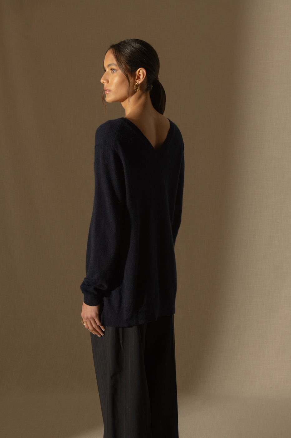 Pull Col V Devant Et Dos Lova - Marine