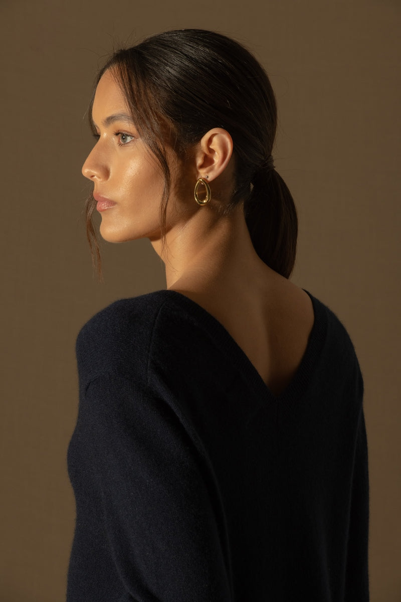 Pull Col V Devant Et Dos - Lova - Navy
