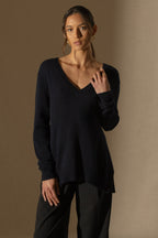 Pull Col V Devant Et Dos - Lova - Navy