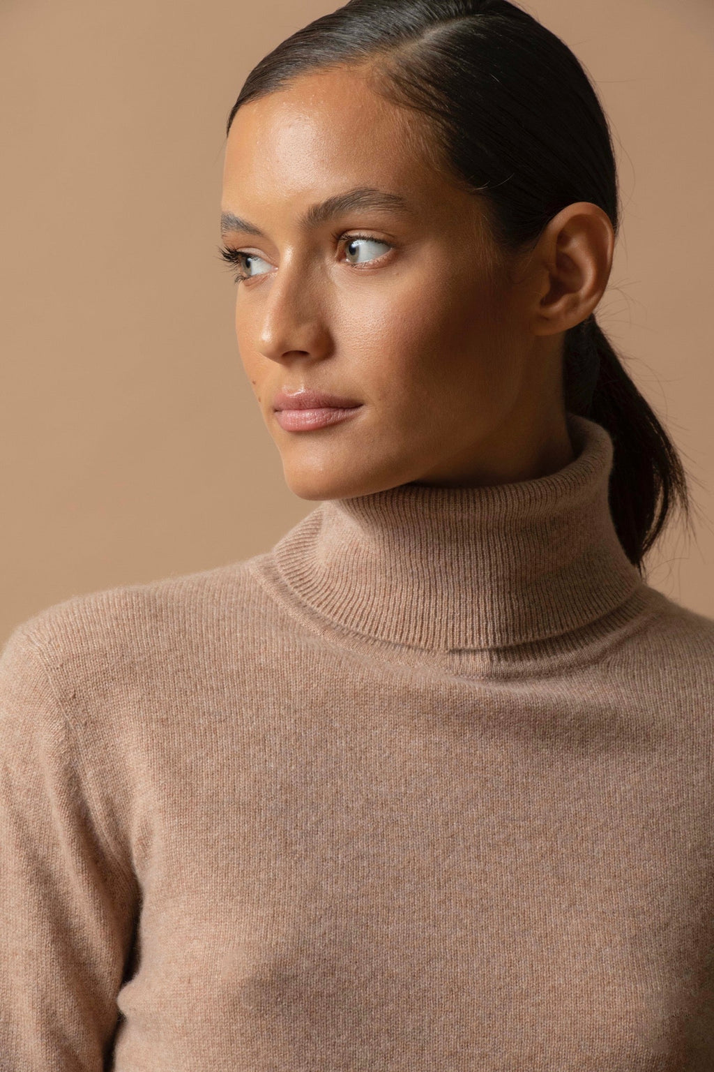 Pull Col Roulé - Ashley - Camel Chiné