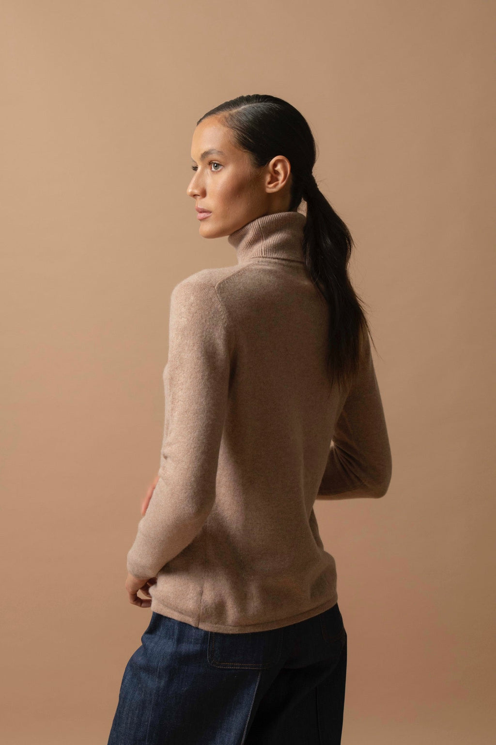 Pull Col Roulé - Ashley - Camel Chiné
