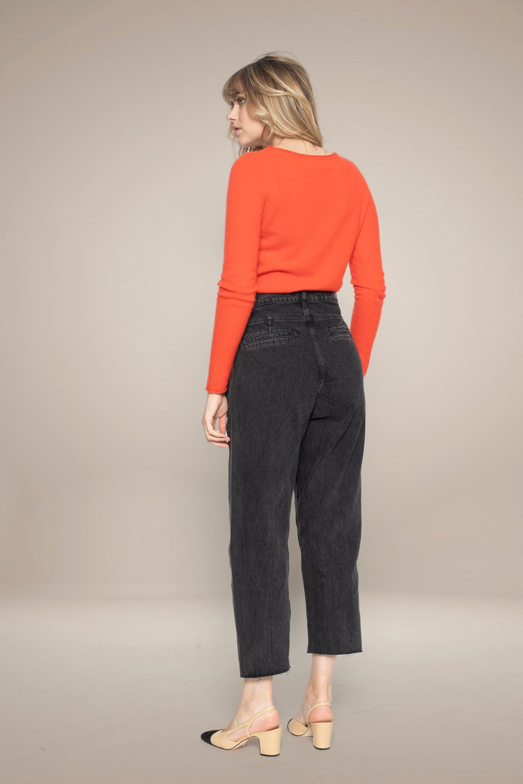 Pull Col Bateau Megan - Orange - 100% Cachemire 2 Fils - Femme