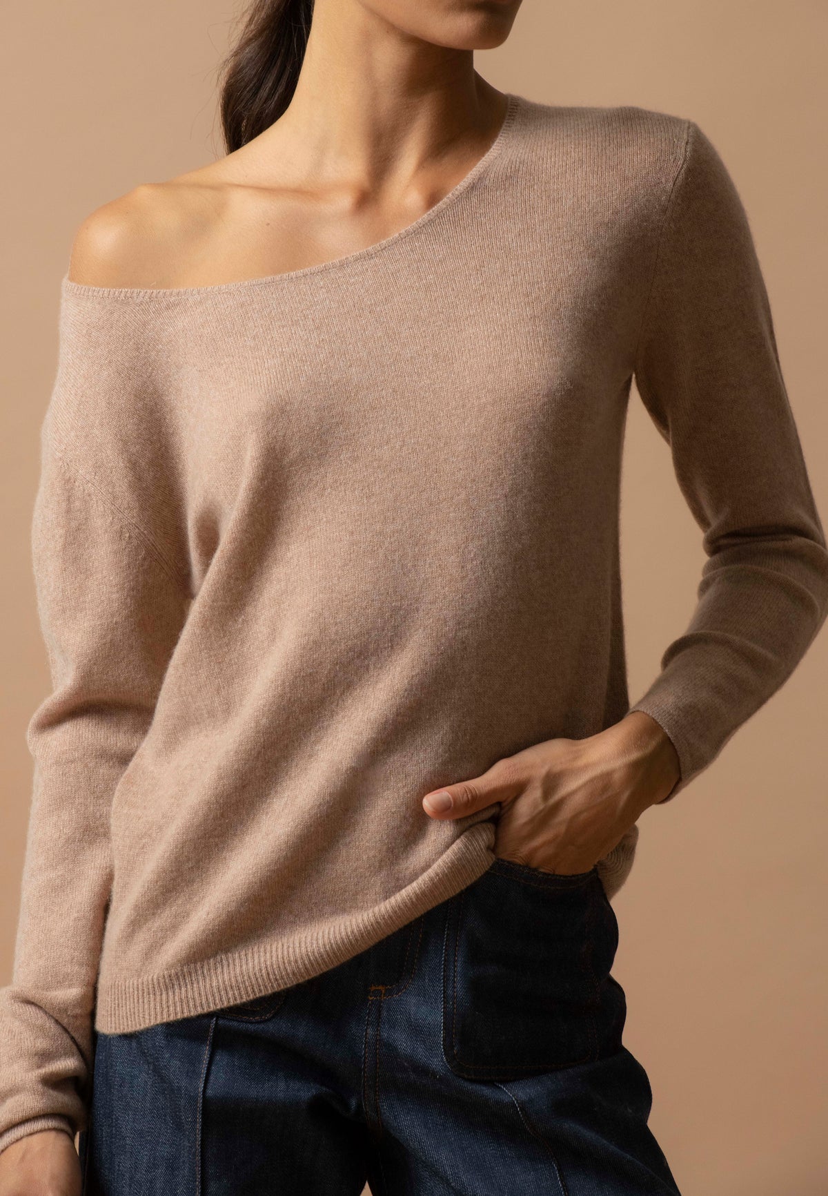 Jersey de Cuello Redondo Lindsay - Cámel Jaspeado