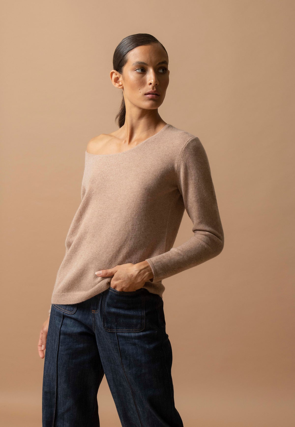 Jersey de Cuello Redondo Lindsay - Cámel Jaspeado